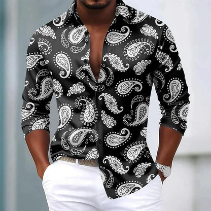 Men's Paisley Floral Print Shirt Fashionable Retro Casual Comfortable Soft Top for Social Party Holiday Clothing