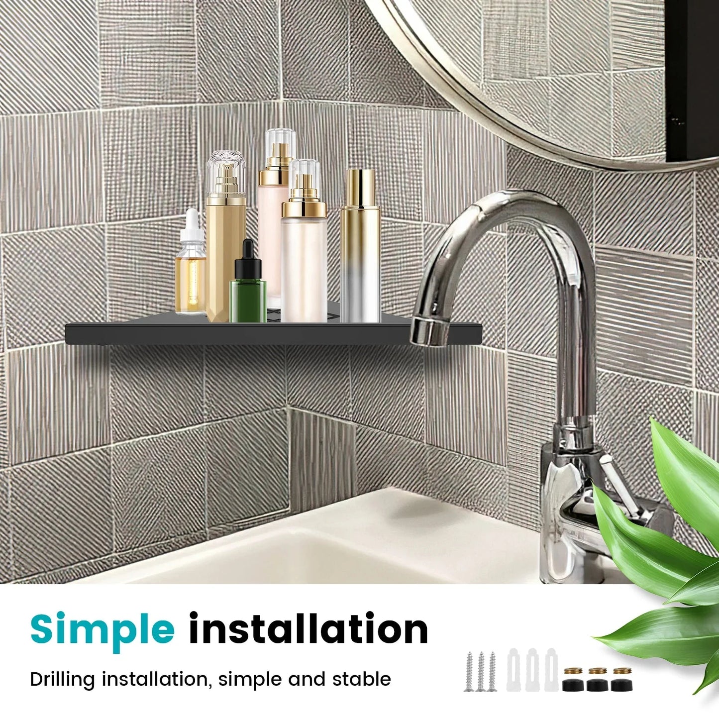 Stainless Steel Bathroom Shelf Shampoo Makeup Shower Storage Shelf Bathroom Wall Mount Corner Organizer Rack