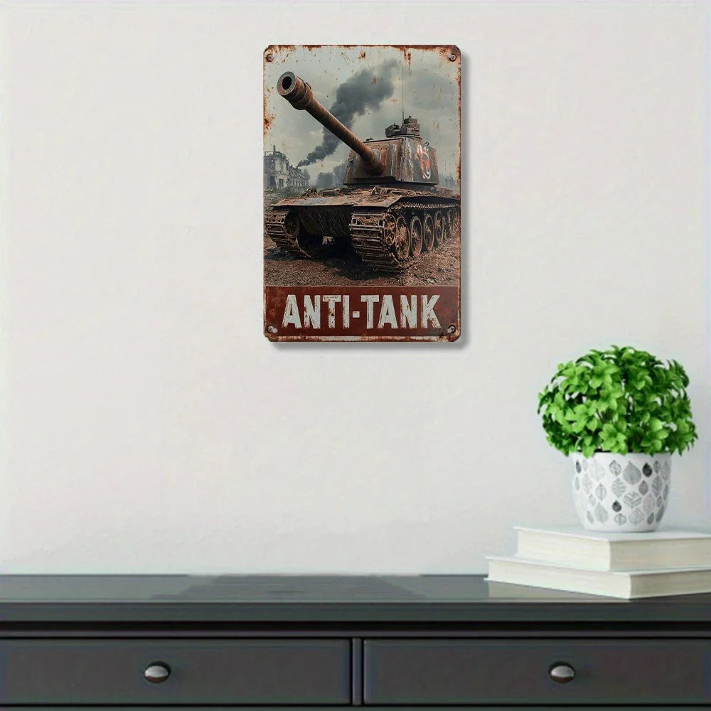 Vintage German Tiger Tank Aluminum Metal Sign - Rustic Wall Art for Home, Bar, Cafe, Garage - 8x12 Inch Gift for Military Fans