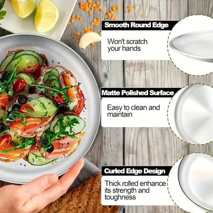 2pcs stainless steel plates, 23cm gold and silver multifunctional plates, suitable for picnics, pre meal preparation, family use