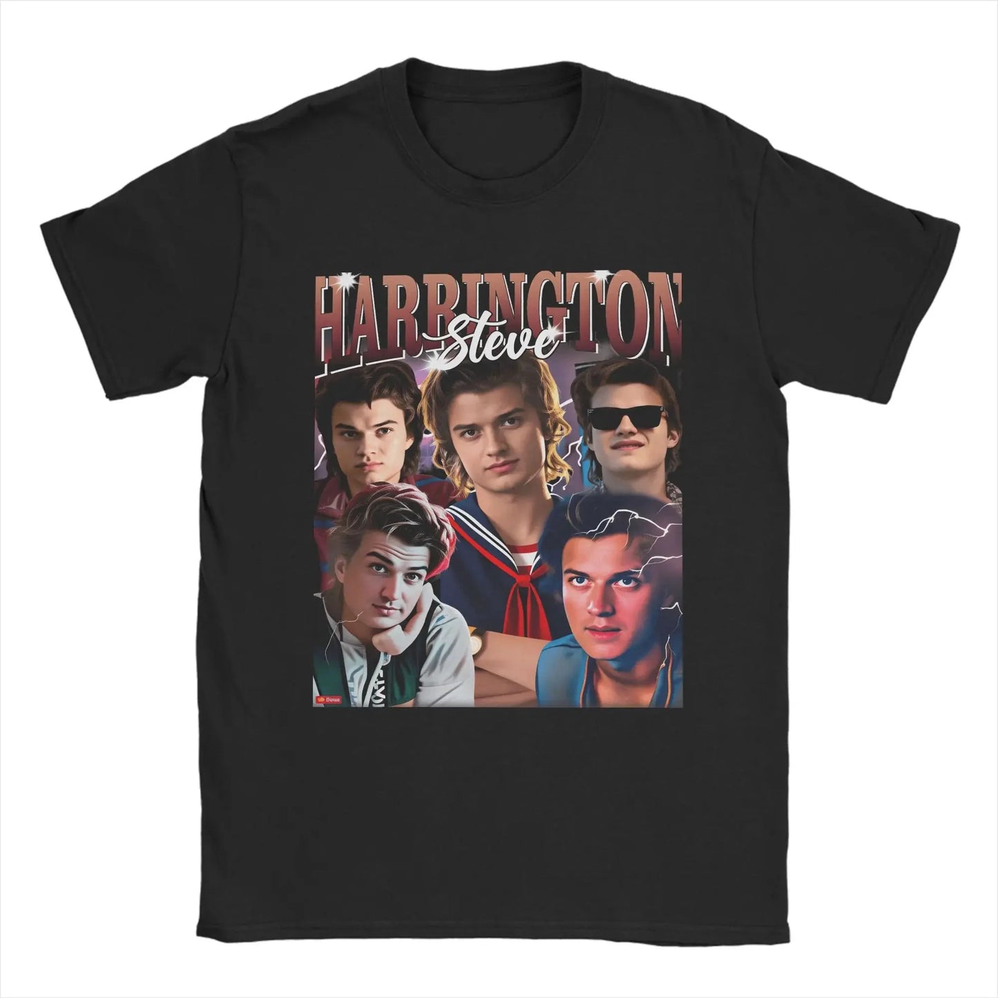 Men T-Shirts Steve Harrington Fun Cotton Tees Short Sleeve Christmas T Shirt Crewneck Clothes Graphic Printed