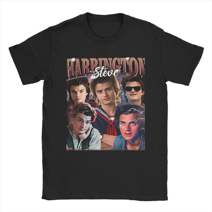 Men T-Shirts Steve Harrington Fun Cotton Tees Short Sleeve Christmas T Shirt Crewneck Clothes Graphic Printed
