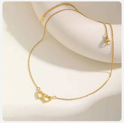 Vnox Double Zircon Heart Necklace For Women,Stainless Steel Cute Simple  Necklace For Mother And Daughter,Trendy Jewelry Gifts