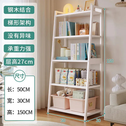 Household Multi-layer Wrought Iron Shelves Ins Wind Simple Floor Storage Display Cabinet Trapezoidal Shelf Bookshelf