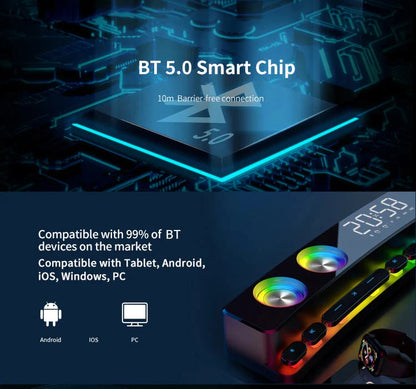 High Quality Bluetooth Speakers Sound Bar RGB 3D Stereo Surround Subwoofer AUX FM Radio Home Clock Computer Music Center Hot New