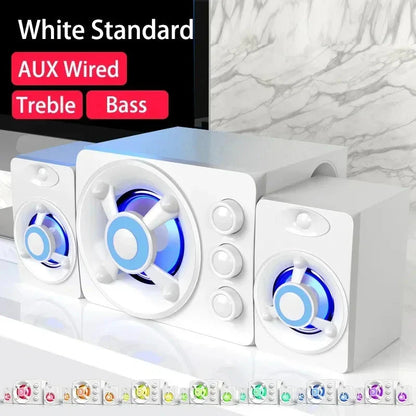 HIFI 3D Stereo Speakers Upgrade With LED Light AUX USB Wired Wireless Bluetooeh 5.0 Audio Home Theater Surround Sound Bar TV
