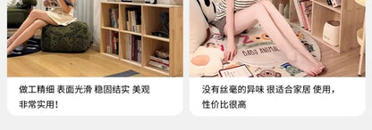 Solid Wood Short Bookshelf Floor Storage Cabinet Grid Organizer Shelf for Living Room Home & Kindergarten Display Unit