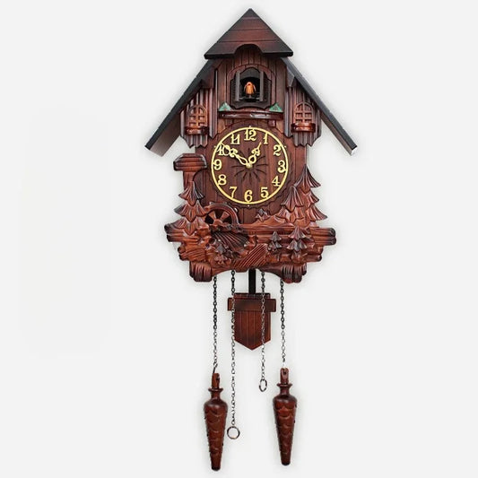 Wooden Handcrafted Cuckoo Clock for Wall with Cuccu Chimes and Swing Pendulum for Home Nordic  Decor Solid Wood Cuccu Watch
