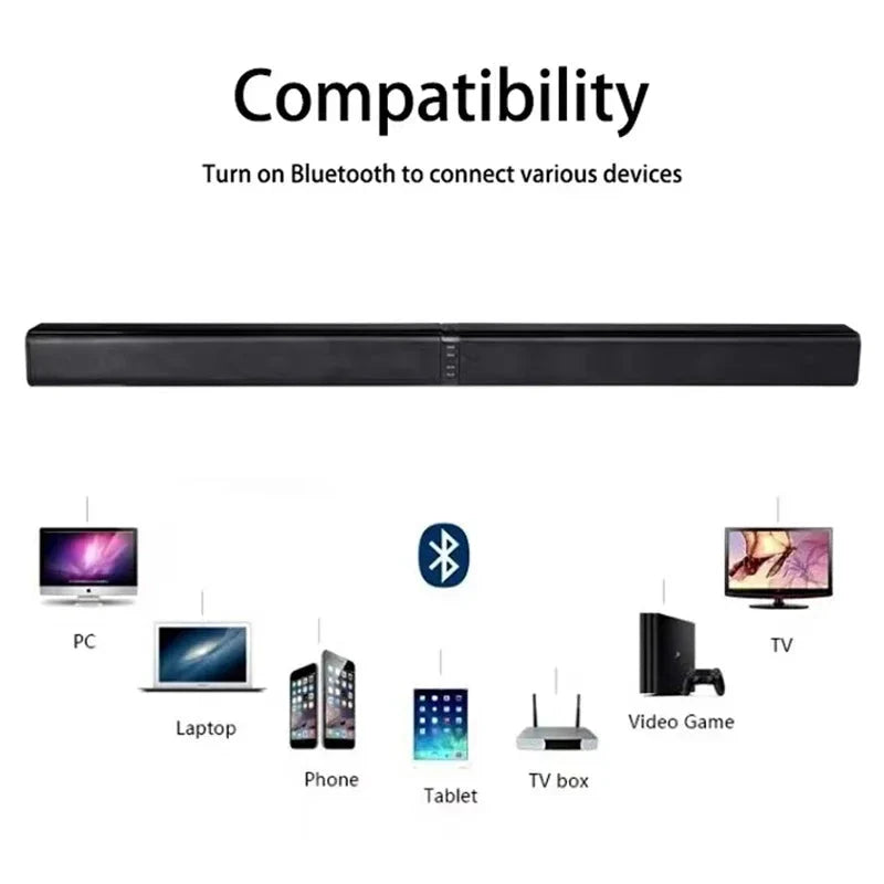 40W 4Ω Full Range Bluetooth Soundbar Detachable Speaker 3D Surround Sound 2.0CH Stereo Audio Loudspeaker HDMI AUX Optical USB TF