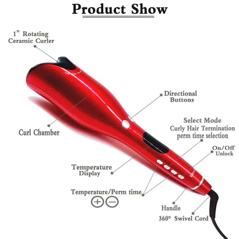 Hot Selling Multifunctional Automatic Rotating Curler For Women'S Hairstyles Portable Ceramic Coated Curling Iron