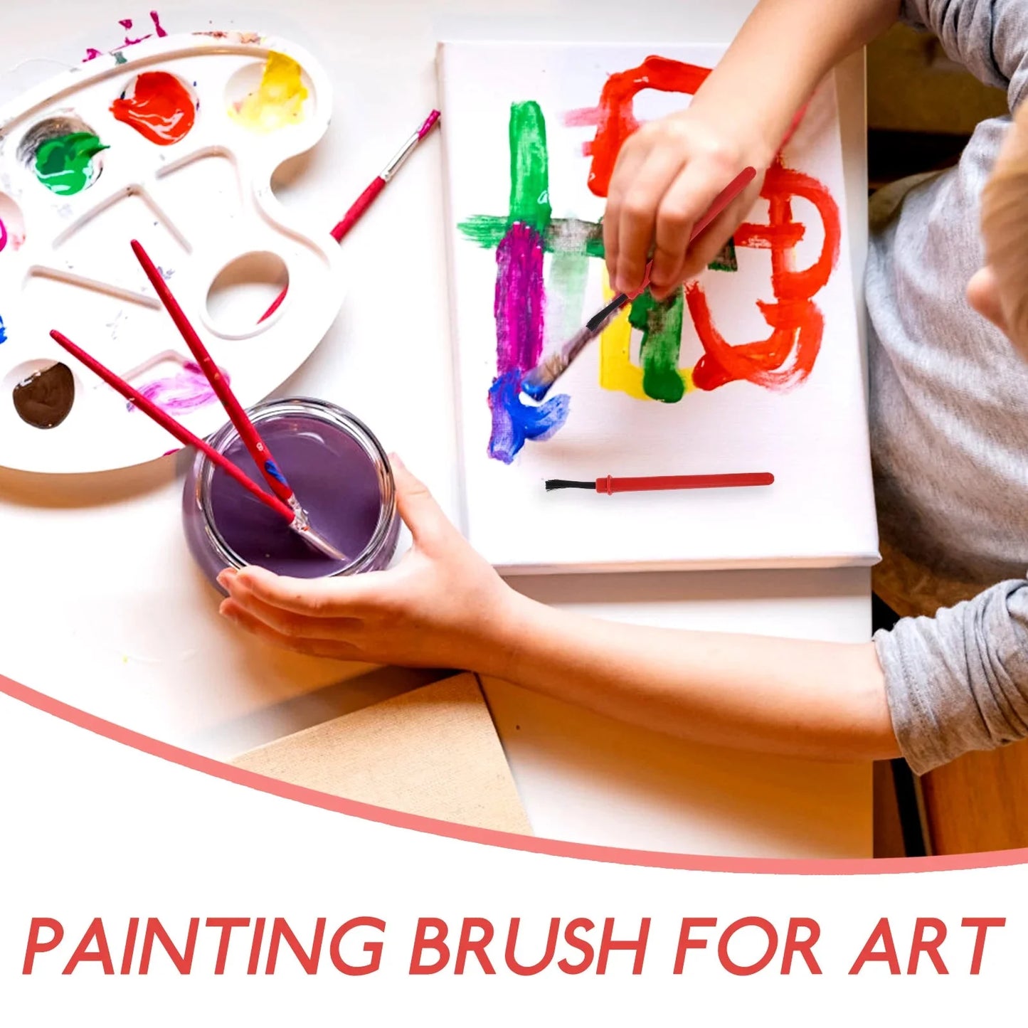 100Pcs Paint Brushes for Toddlers 2-4 Years Art Watercolor Acrylic Pigment Portable Durable PP Material Easy to Clean