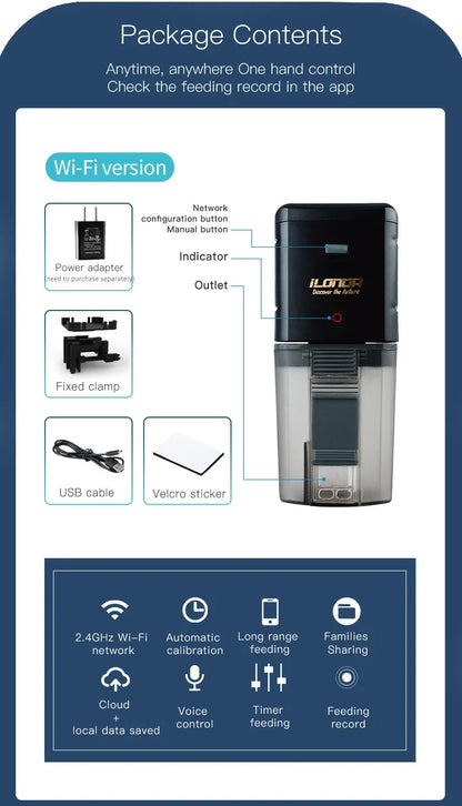 Automatic Aquarium Fish Tank Feeder Timing/Wifi Wireless Smart Phone App Intelligent Speaker Voice Remote Control Fish Feeding