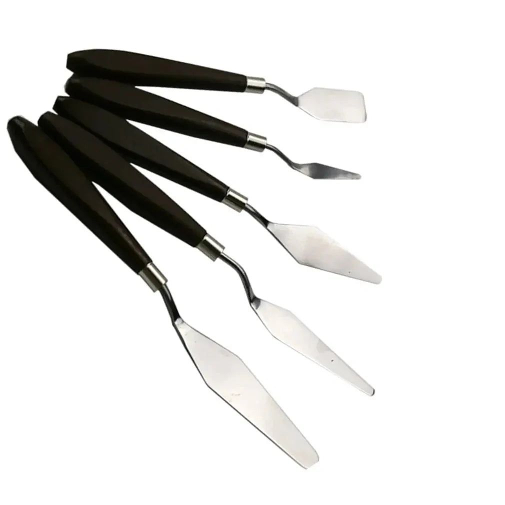 Hot 5PCS Stainless Steel Scraper Spatula Art Supplies for Artist Canva Oil Paint Color Mixing Palette Knife Painting Wholesale