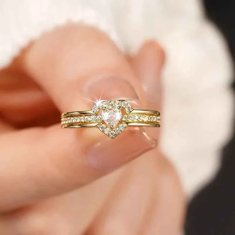 925 Sterling Silver Romantic Wedding Band Ring Female Love Jewelry Brilliant Heart Zirconia Finger Accessories Engagement Ring