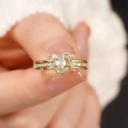 925 Sterling Silver Romantic Wedding Band Ring Female Love Jewelry Brilliant Heart Zirconia Finger Accessories Engagement Ring