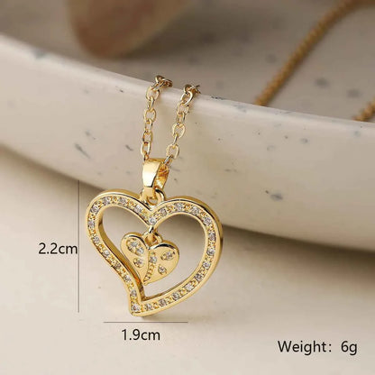 Mafisar Non-Fading Gold Color 316L Stainless Steel Party Jewelry Shiny AAA CZ Zircon Heart Pendants Necklaces For Women