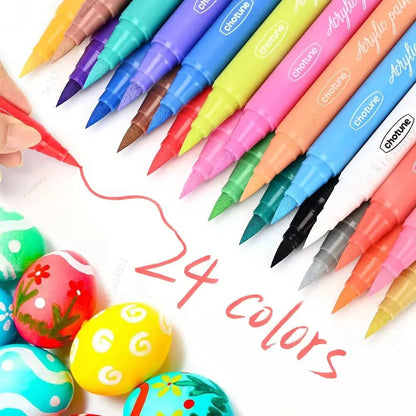 36 Colors Pastel Acrylic Paint Pens  Brush Markers for Wood Canvas Stone Rock Painting Glass Ceramic Fabric Metal Art Supplies