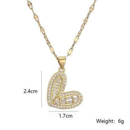 Mafisar Non-Fading Gold Color 316L Stainless Steel Party Jewelry Shiny AAA CZ Zircon Heart Pendants Necklaces For Women
