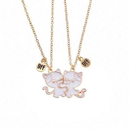 2Pcs/Set BFF Charm Cats Hug Design Best Friends Magnetic Necklace Girls Friendship Jewelry Gift