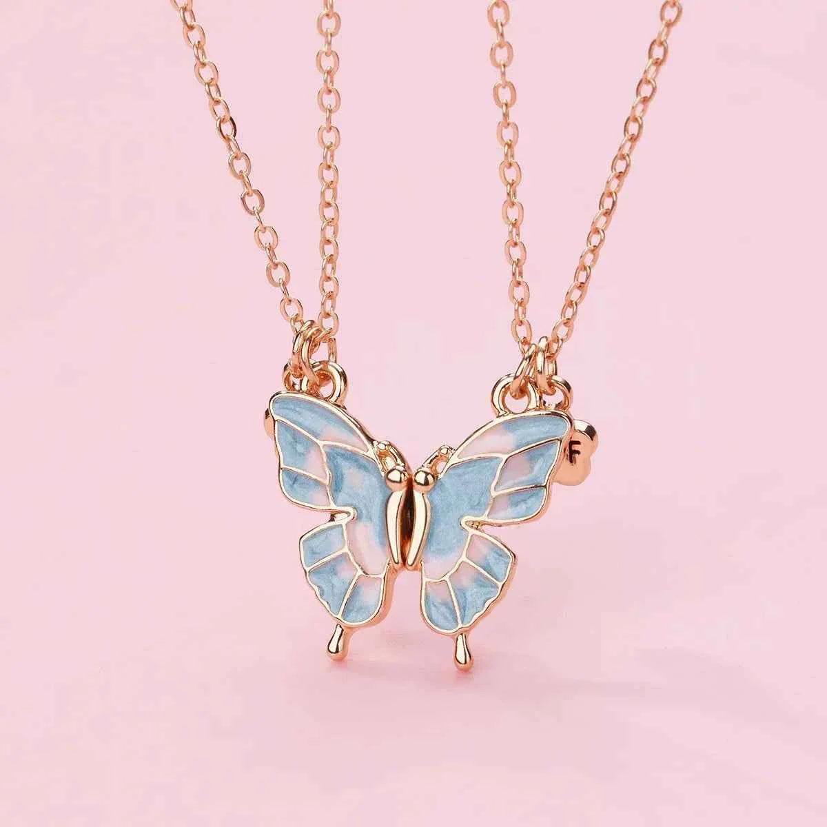 Best Friends Pendant Necklace For Woman Girls Magnetism Sequin Couple Crystal Chain Choke BFF Friendship Forever Jewelry Gift