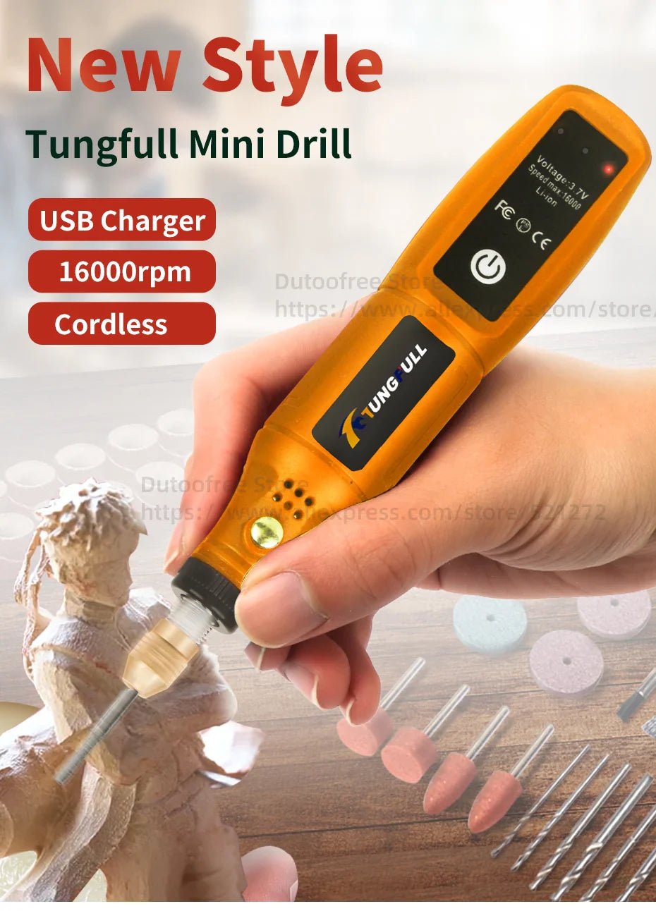 Mini Wireless Drill Rechargeable Polishing Machine DIY Mini Rotary Tool USB Engraving Tool Dremel Tool Mini Engravin Machine