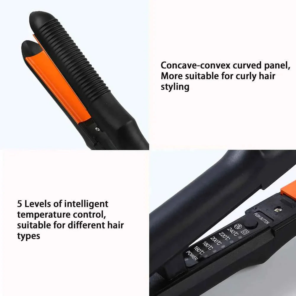 Curved Plate Hair Cruling Irons Ceramic Hair Curler Straightener PTC Heater Crescent Panel Flat Iron Fast Heat Straight Styler