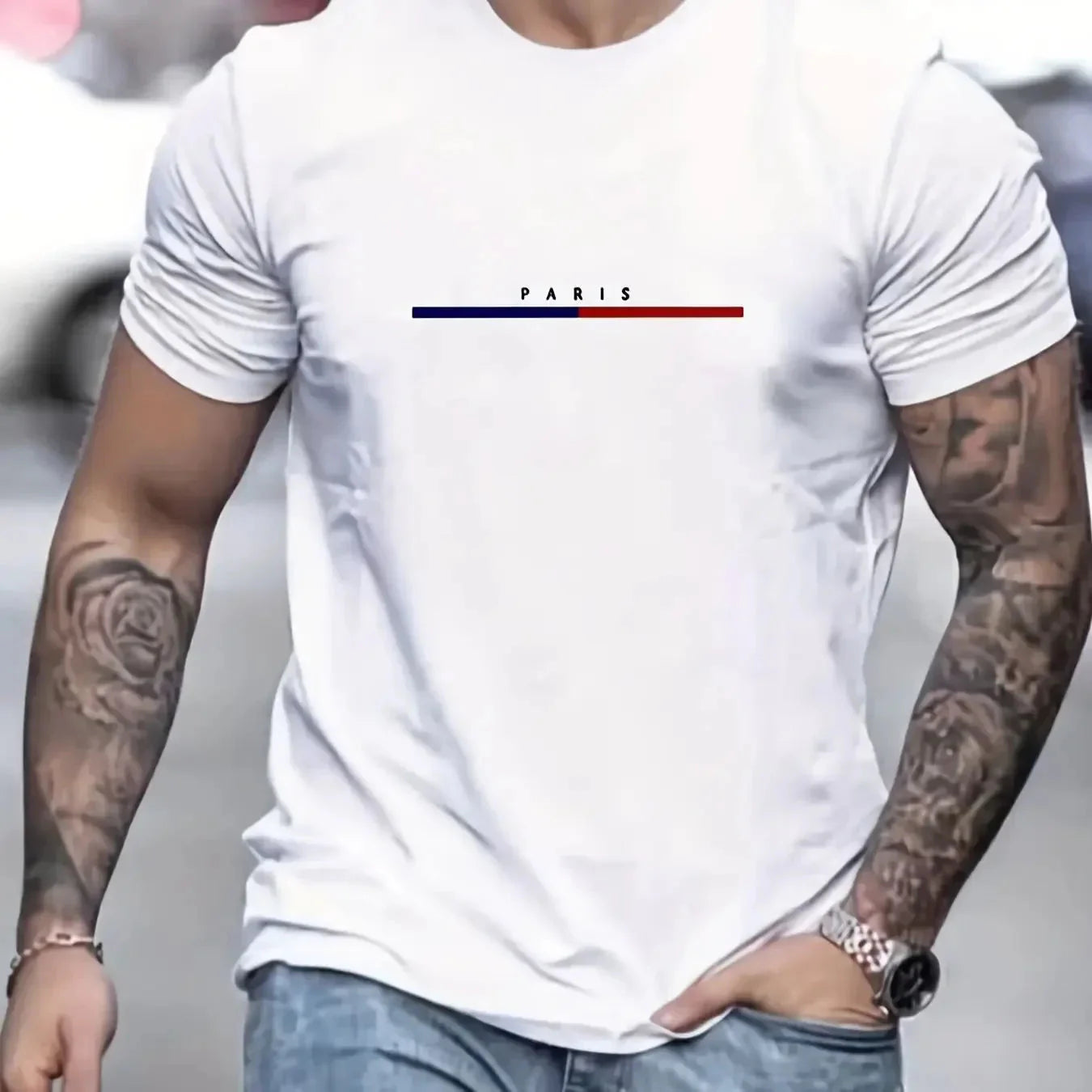 Paris Shirts men's T-shirt 3D printed men's clothing short sleeved men's T-shirt round neck oversized T-shirt fashionable men's