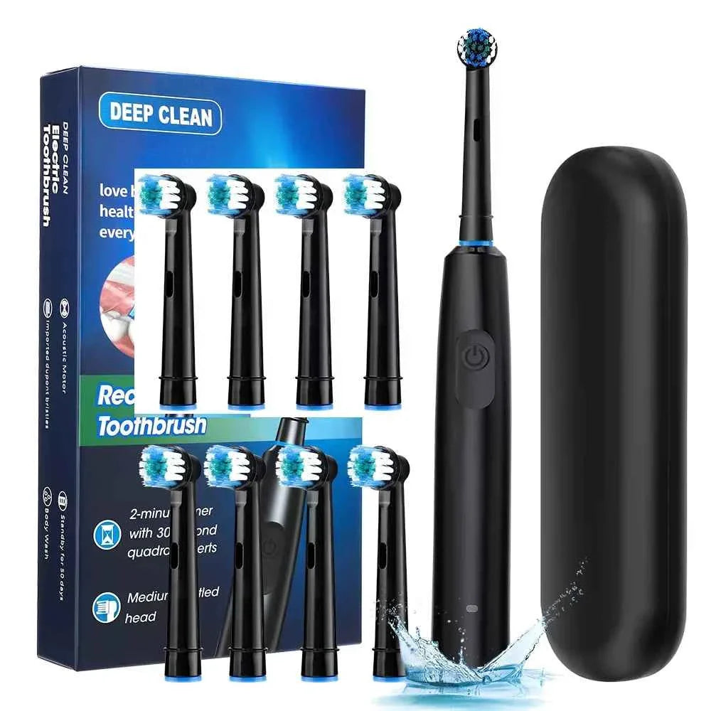 Electric ToothbrushRotating for Adults Deep Cleaning Teeth Tooth Brush Rechargeable Power Smart Timer with 8 Brush Heads