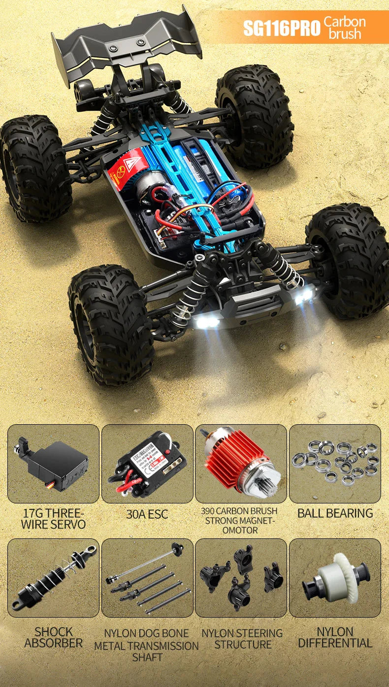 ZLL SG116 MAX 1:16 High Speed Drift Racing Car 80KM/H 4WD Off-Road Drift Remote Control Car SG316 Max Brushless Motor RC Car
