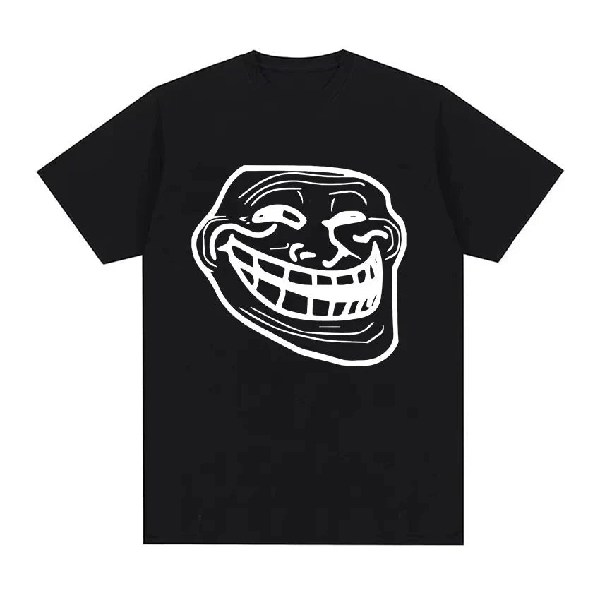 Short Sleeve Cotton T-shirts for Men and Women Funny Memes Retro Fashion Troll Face Angry Men Harajuku Streetwear