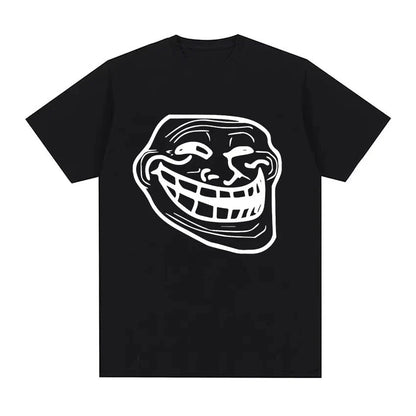 Short Sleeve Cotton T-shirts for Men and Women Funny Memes Retro Fashion Troll Face Angry Men Harajuku Streetwear