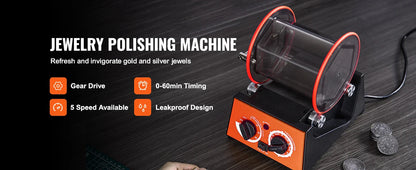 SucceBuy 3kg 5kg Rotary Tumbler Surface Polisher Jewelry Drum Polishing Machine Gem DIY Mini-Tumbler Finishing Tools