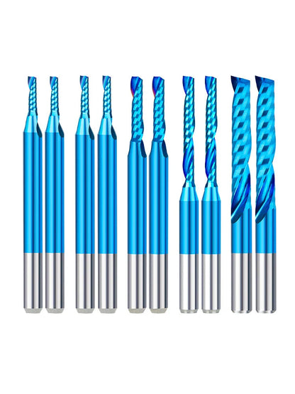 XCAN10pcs Single Flute Carbide End Mill 1/8'' Shank O Flute Spiral CNC Router Bit Cutter 1/1.5/2/2.5/3.175mm Wood Milling Tools