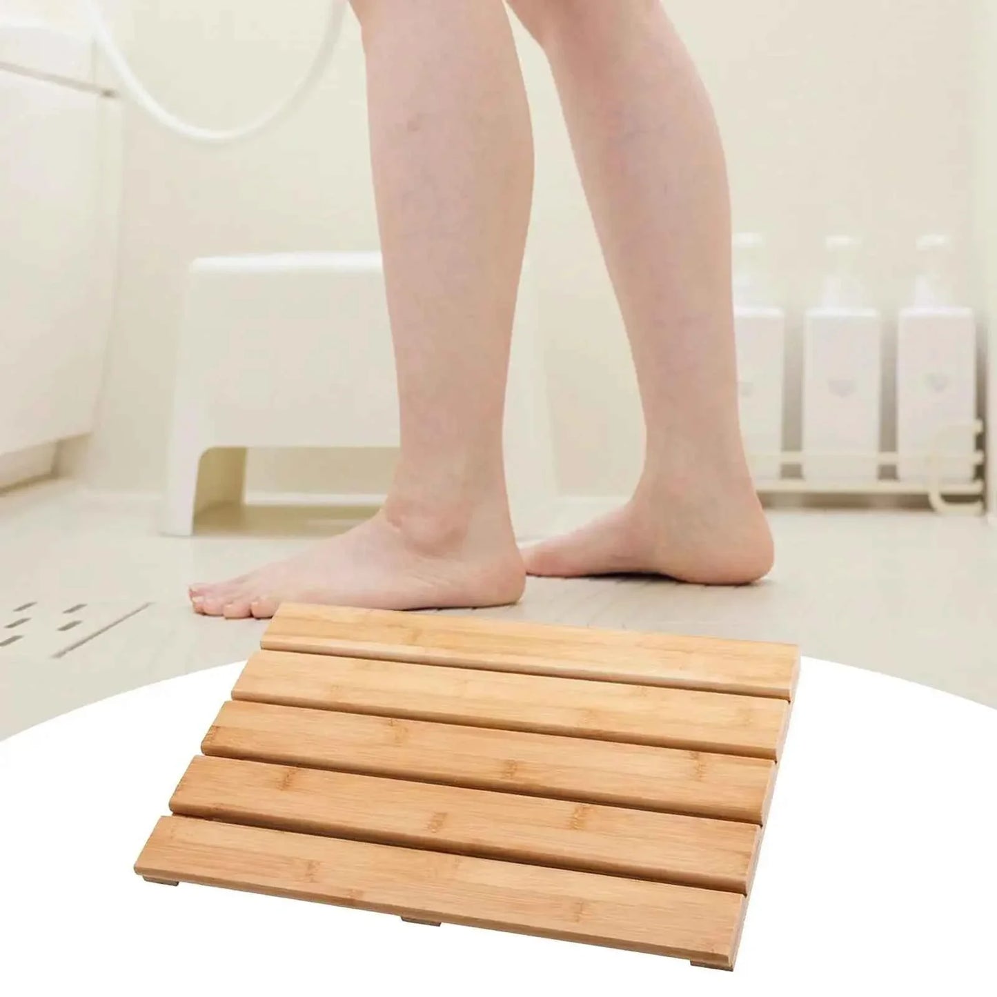 Bamboo Bath Mat Water Resistant Decoration Heavy Duty Non Slip Stylish Versatile Bathroom Accessories Shower Mat Floor Mat