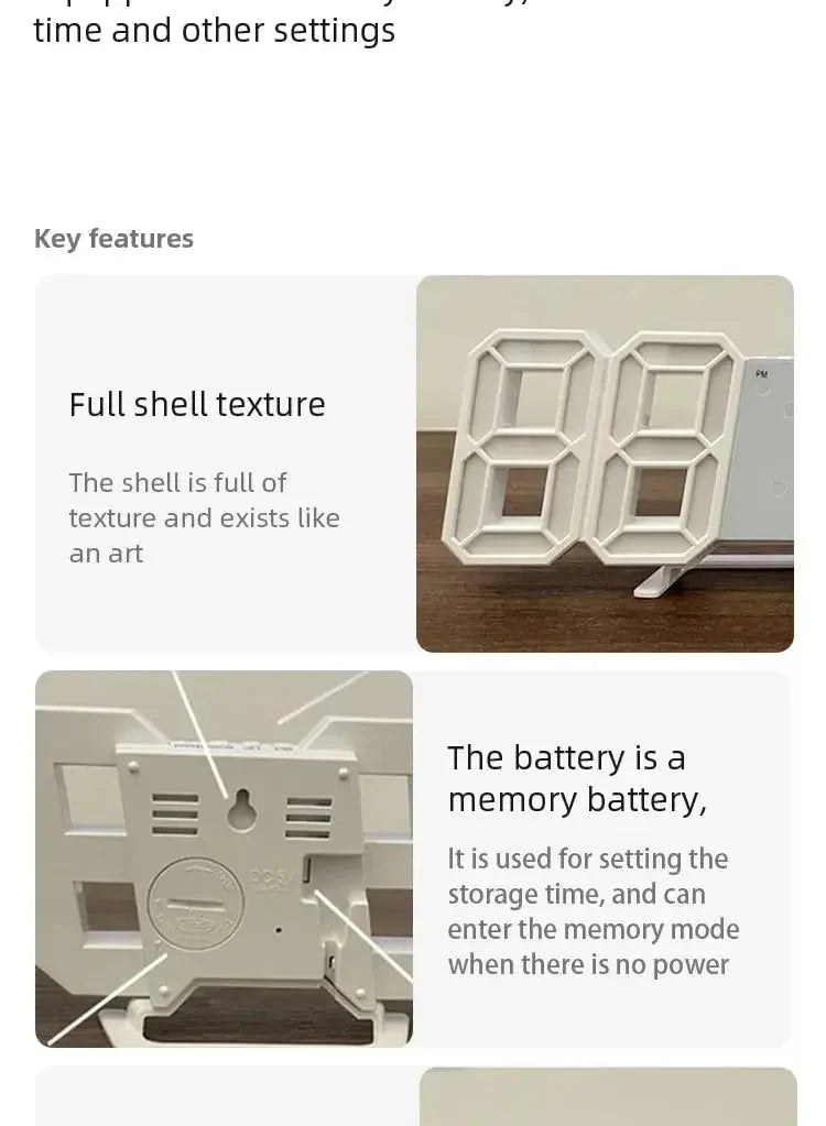 Multifunctional USB Ported LED 3D Digit Style Digital Clock