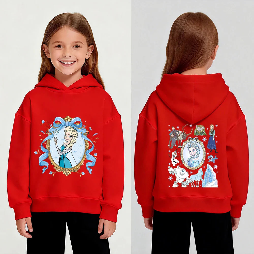 Disney Stitch Frozen Elsa Plush Pullover Hoodie - Children's Winter Fleece Sweatshirt
