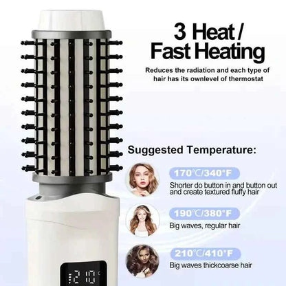 NewCordless Hair Curling Iron Brush USB Rechargeable Travel Heated Round Brush 2-in-1 Electric Hair Curling Wand Styling Tools