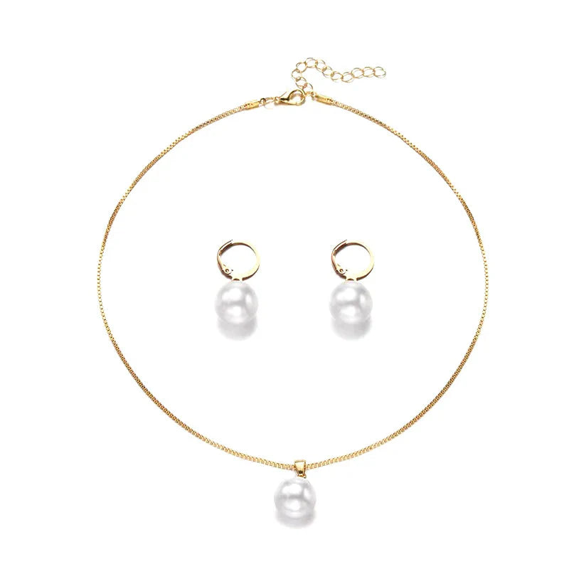 2 Pieces Of Round Pearl Jewelry Set, Earrings, Pendants, Necklaces, Ladies' Exquisite And Fashionable Wedding Jewelry Set,Gifts