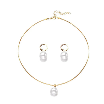 2 Pieces Of Round Pearl Jewelry Set, Earrings, Pendants, Necklaces, Ladies' Exquisite And Fashionable Wedding Jewelry Set,Gifts