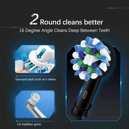Oral-B EB50 Cross Action Teeth Clean Round Head Replacement Brush Heads for Adult Rotation Type Tooth Brush Black 4PC/Pack