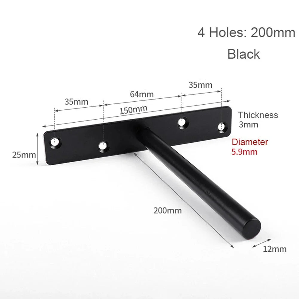 T Shape Concealed Shelf Brackets Floating  Wall Shelf Supports Screw Mounting Plate Multi sizes Metal Brackets