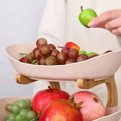 Snack Plates Plastic Material Fruit Plate Creative Design 2 Layer Candy Dish Modern Style Salad Bowl Snack Dish Living Room