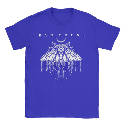 Men's T-Shirts Bad Omens Moth Casual 100% Cotton Tee Shirt Short Sleeve  T Shirt Round Collar Tops Big Size