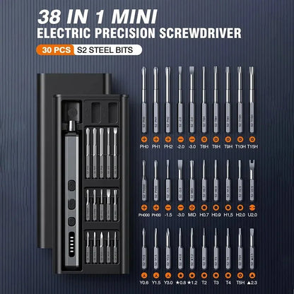 Mini Electric Precision Screwdriver, 38 in 1 Magnetic Bits, Torque Control, DIY Tools, Repair Tool Kit for iPhones, Switch,PS5