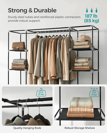 Efoee 69 Inch Wardrobe Organizer, Bedroom Portable Wardrobe, Clothes Rail With Non-Woven Cover, Clothes Storage Rack