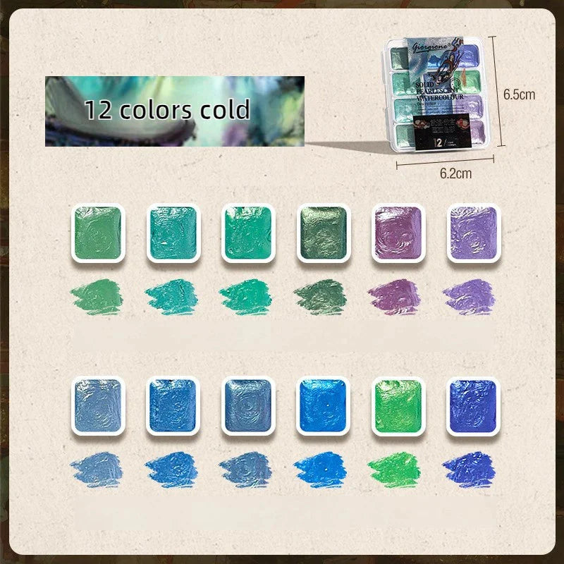 12/98/150/180 Colors Pearl Solid Water Color Paint Set Portable Professional Watercolor Painting School Art Supplies Stationery