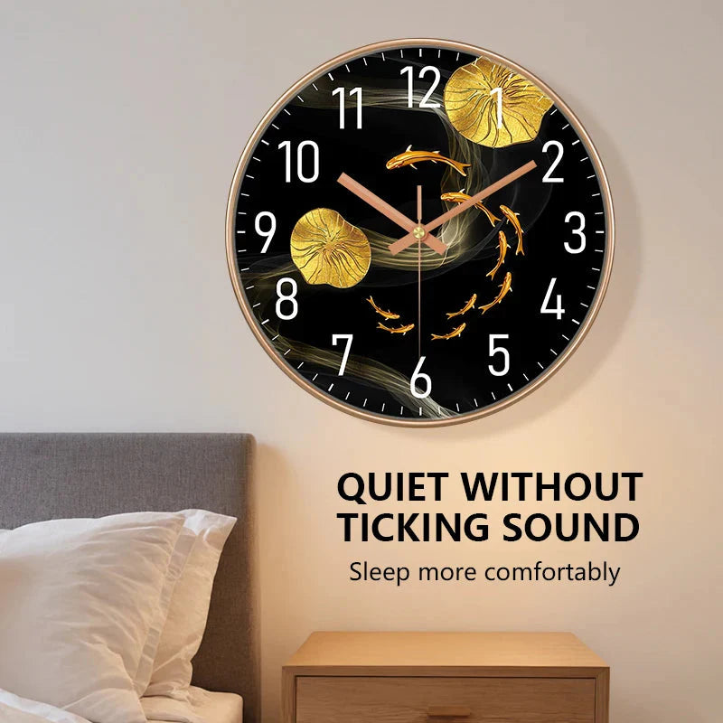 Simple Luxury Quartz Clock Hanging Wall Fish Decoration Modern Style Restaurant Living Room Home Decor Clock 8 10 12 Inche