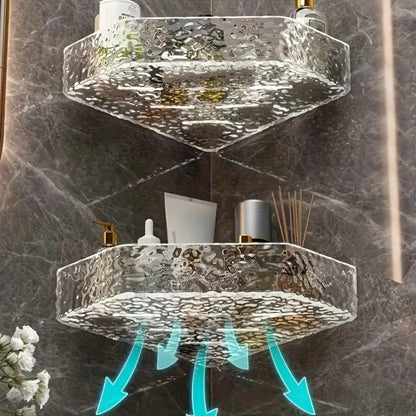 Wall Mount Corner Shelf Glacier Design Clear Bathroom Shelf for Shampoo Soap Storage Organizer Shower Caddy Bathroom Accessories