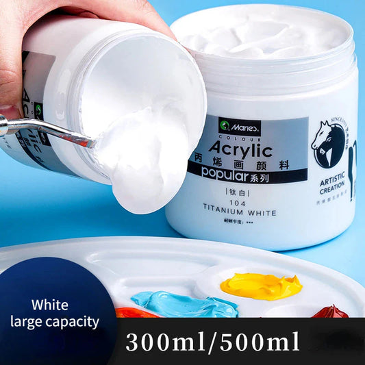 300ml White Acrylic Paints In Large Jars for Wall Painting Without Losing Color Waterproof and Sun Protection Art Supplies