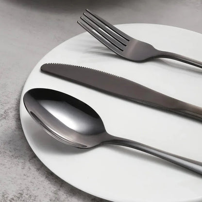 24-Piece Silverware Set with Steak Knives Forks Spoons,Stainless Steel Flatware ,Tableware Cutlery Service for 6,Dishwasher Safe